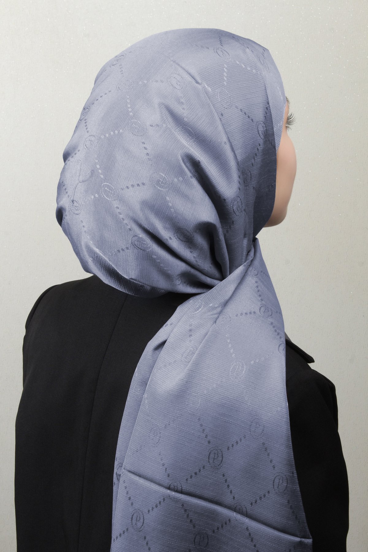 Piramit Monogram Şal 2889-16 Buz Mavisi