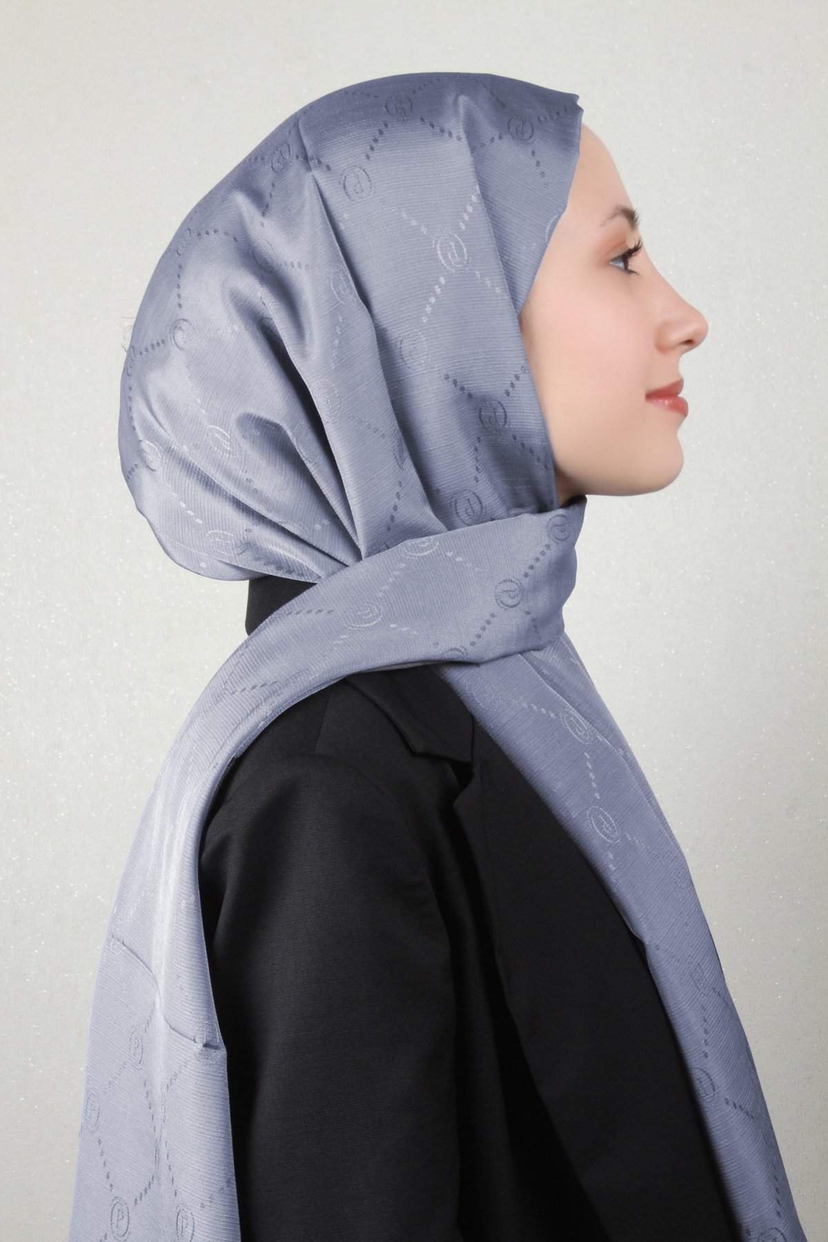 Piramit Monogram Şal 2889-16 Buz Mavisi