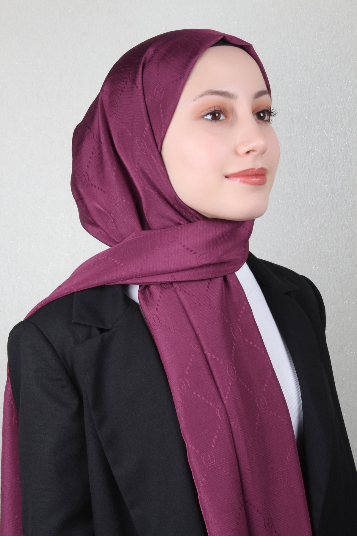 Piramit Monogram Şal 2889-19 Vişne Çürüğü