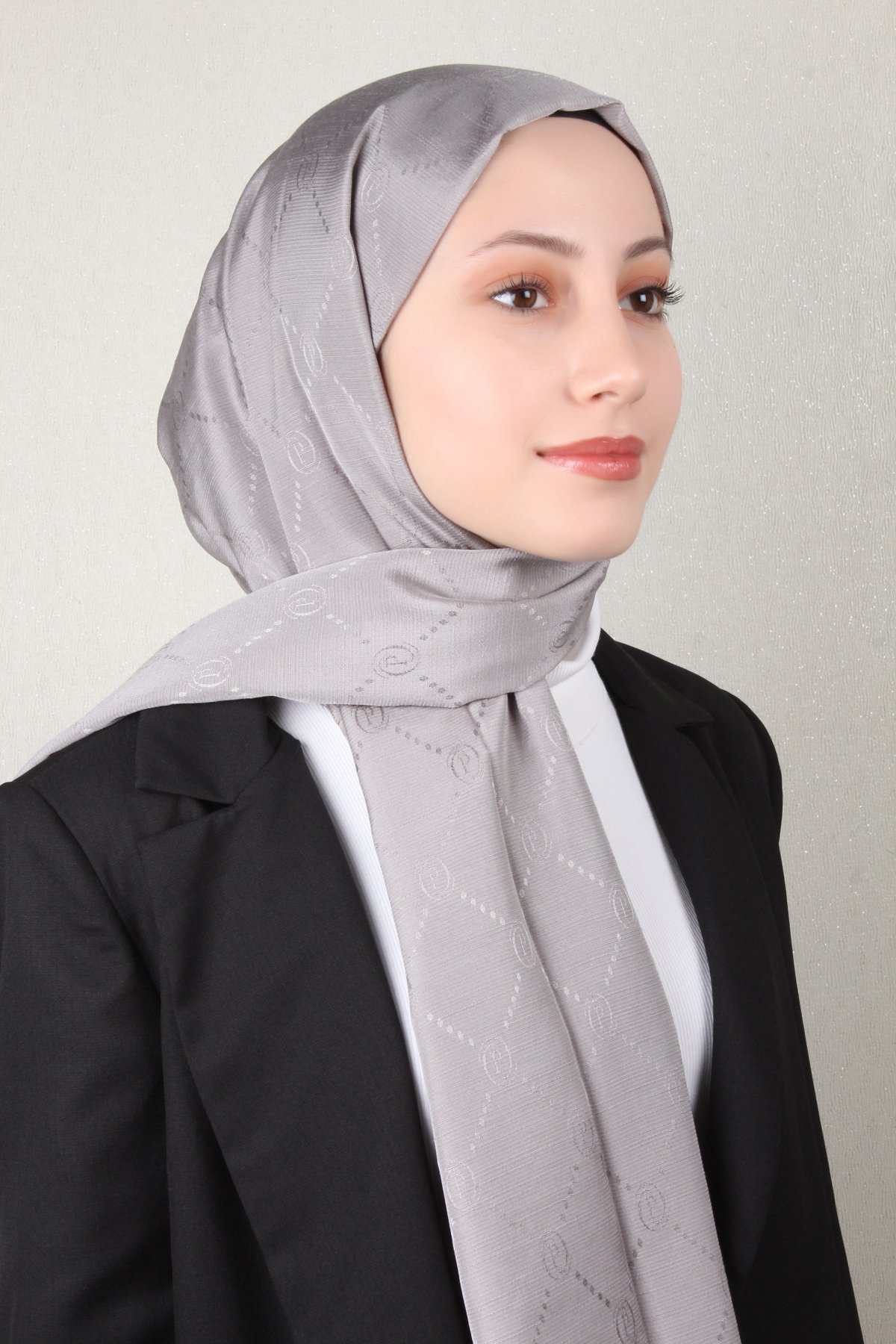 Piramit Monogram Şal 2889-20 Gri