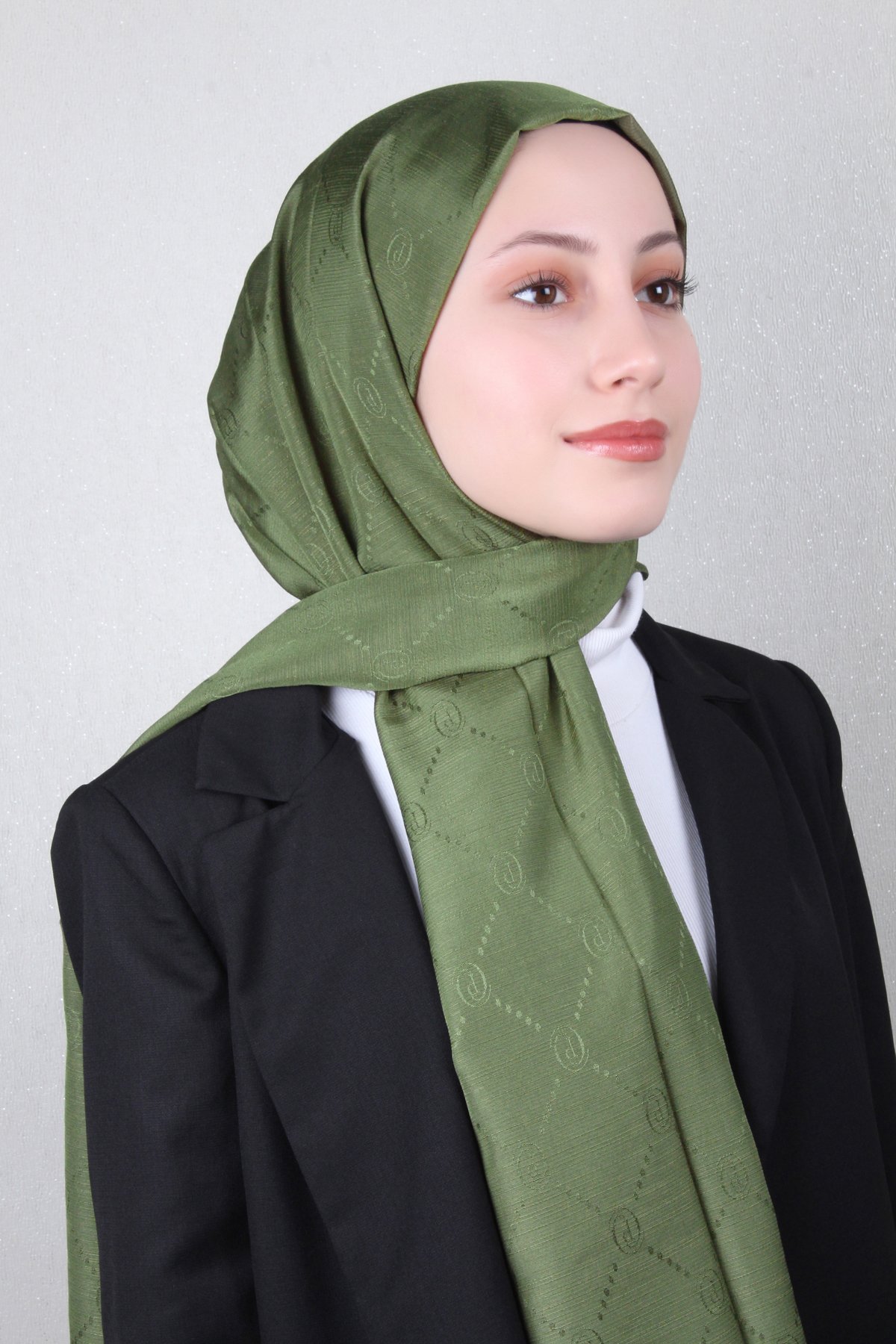 Piramit Monogram Şal 2889-21 Haki