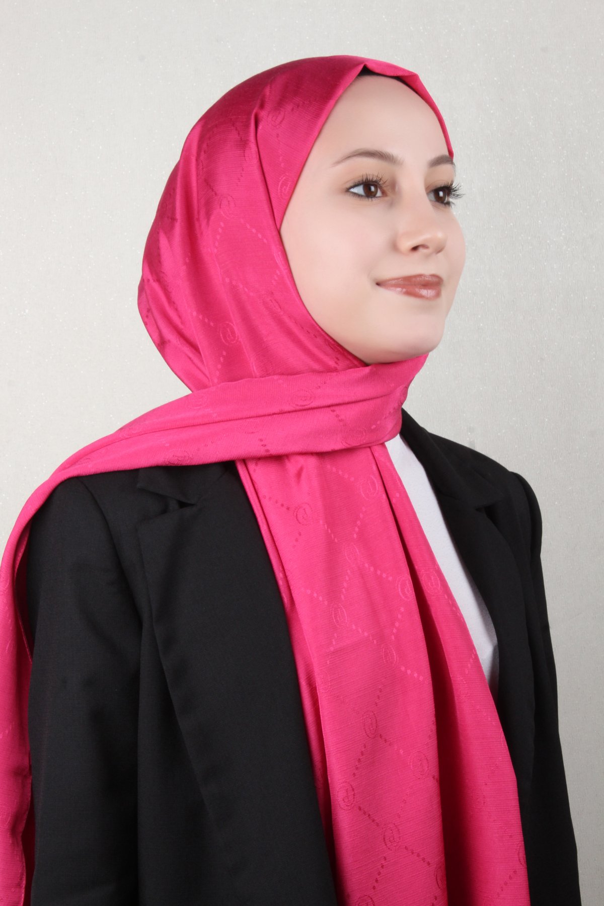 Piramit Monogram Şal 2889-25 Şeker Pembe