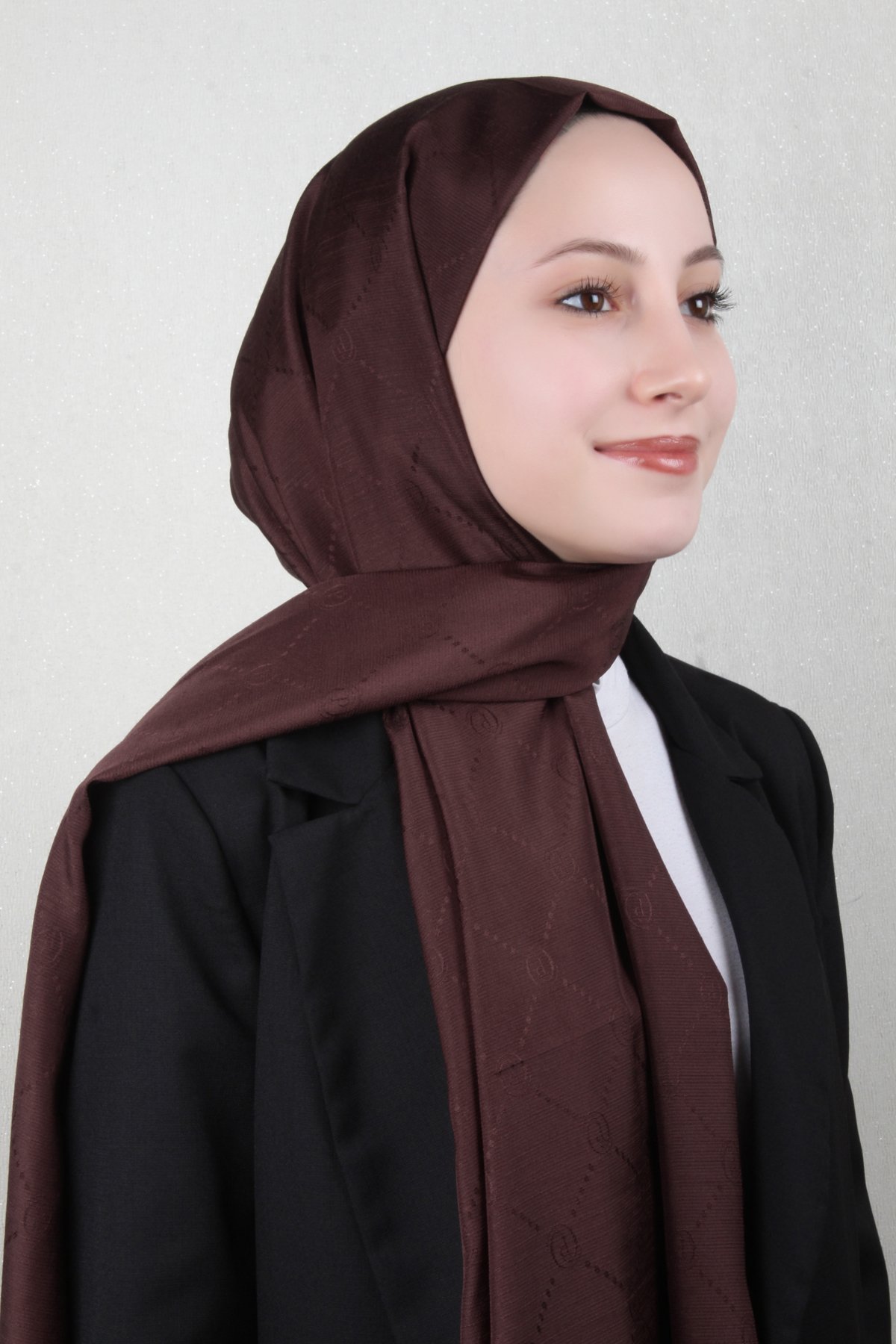 Piramit Monogram Şal 2889-29 Acı Kahve