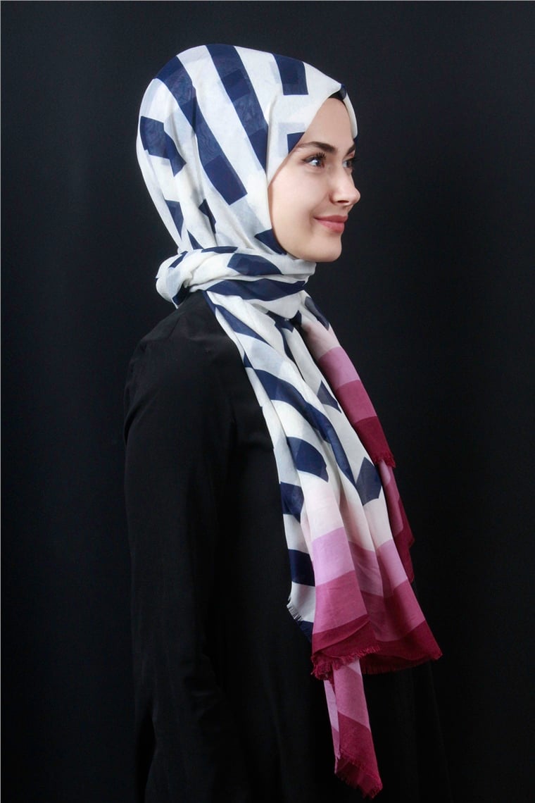 Piramit Pamuklu Desenli Şal 1286-11