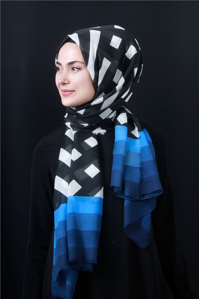 Piramit Pamuklu Desenli Şal 1286-12