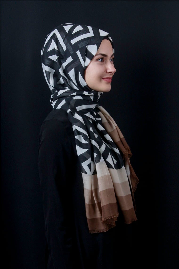 Piramit Pamuklu Desenli Şal 1286-13