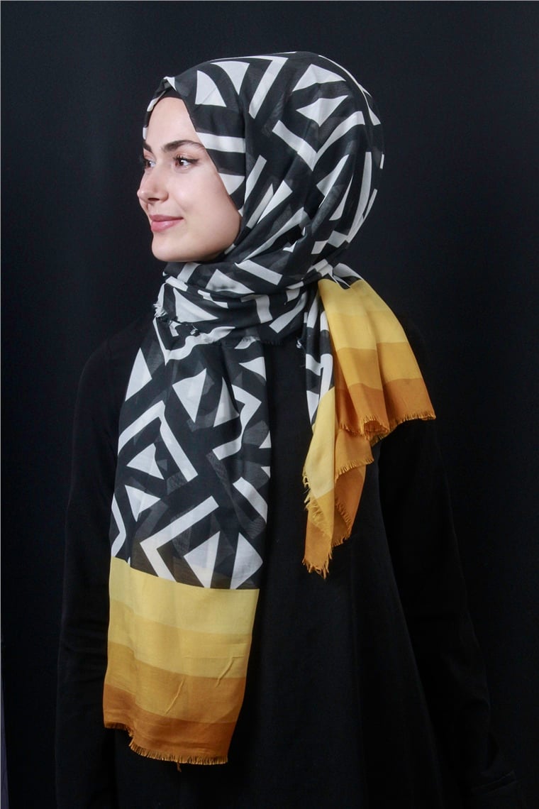 Piramit Pamuklu Desenli Şal 1286-14