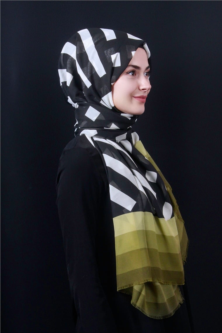 Piramit Pamuklu Desenli Şal 1286-16