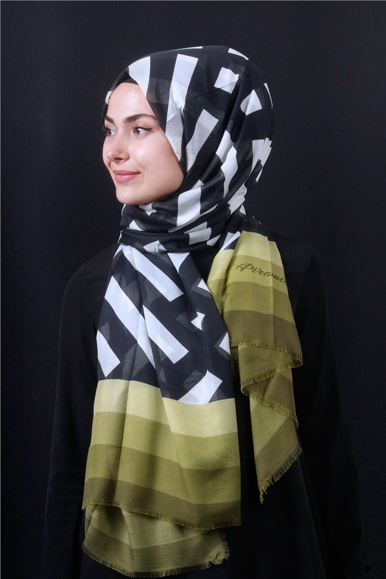 Piramit Pamuklu Desenli Şal 1286-16