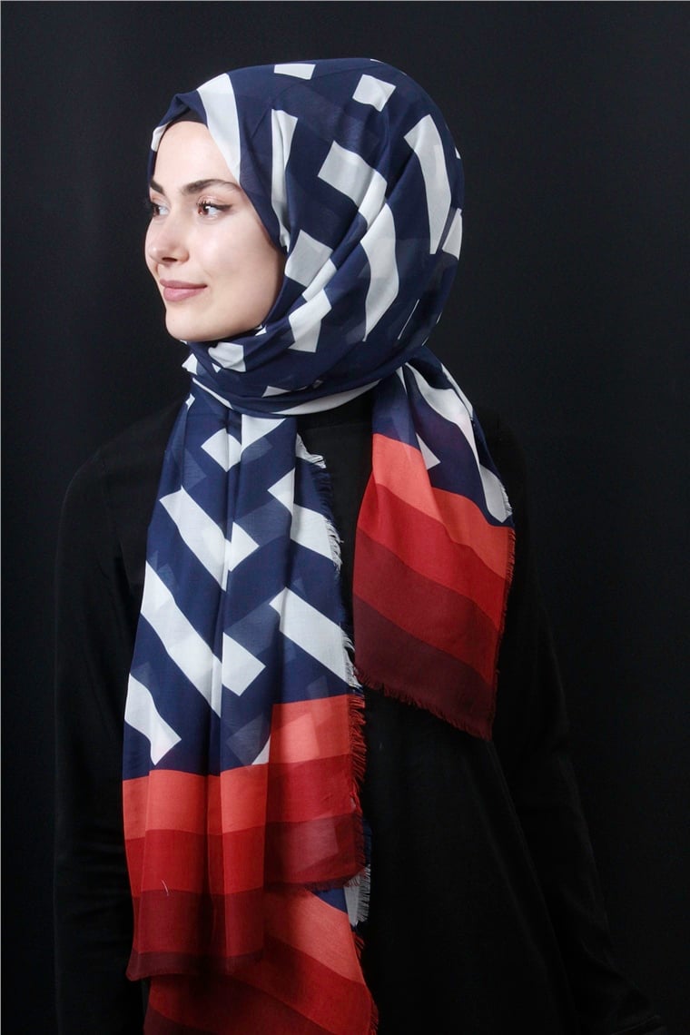 Piramit Pamuklu Desenli Şal 1286-17