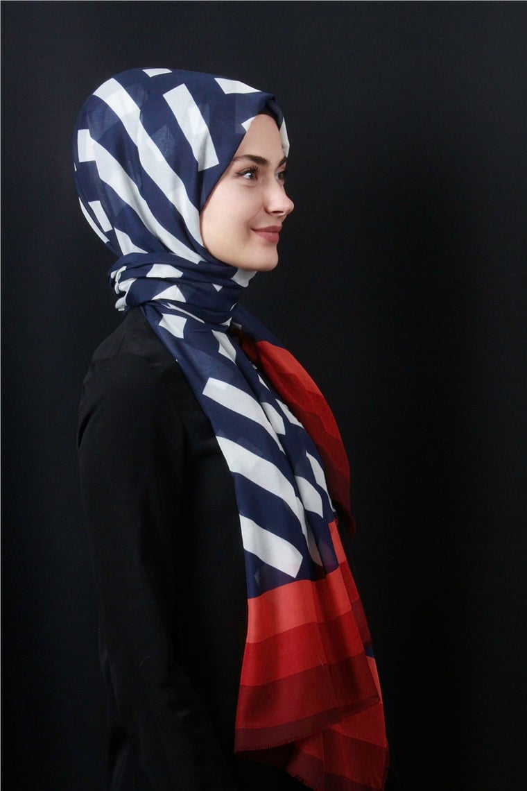 Piramit Pamuklu Desenli Şal 1286-17