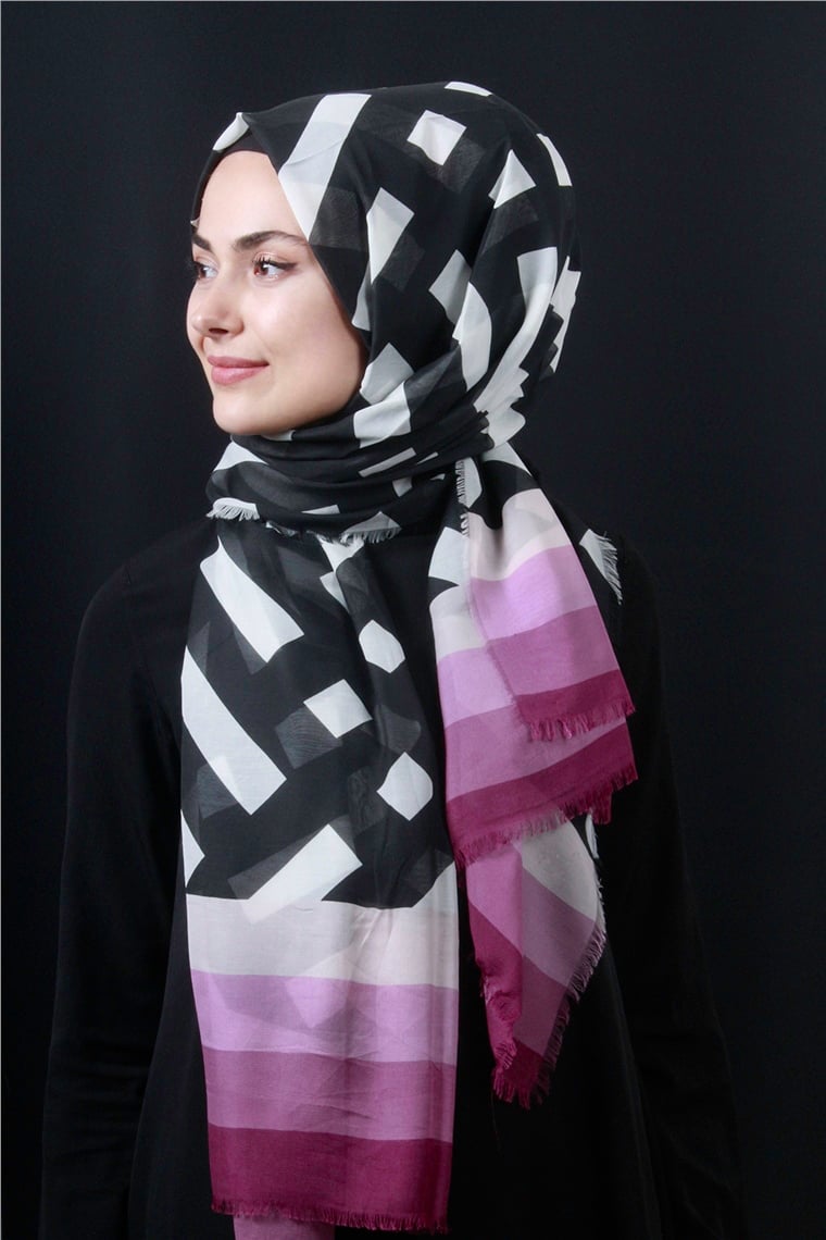 Piramit Pamuklu Desenli Şal 1286-2