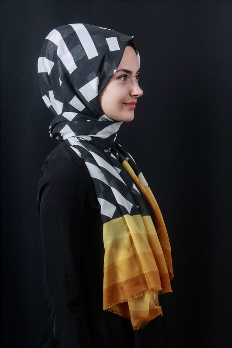 Piramit Pamuklu Desenli Şal 1286-21