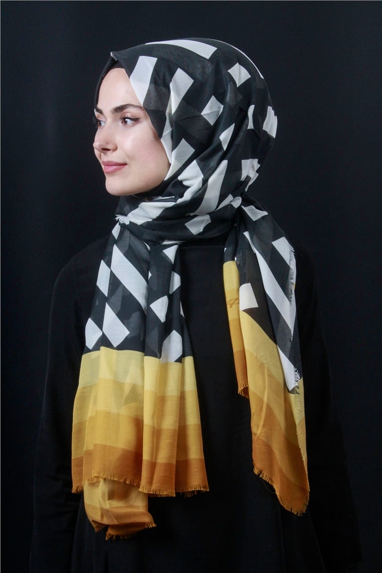 Piramit Pamuklu Desenli Şal 1286-21