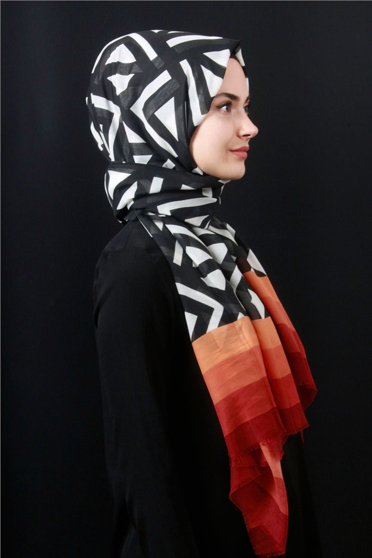 Piramit Pamuklu Desenli Şal 1286-23