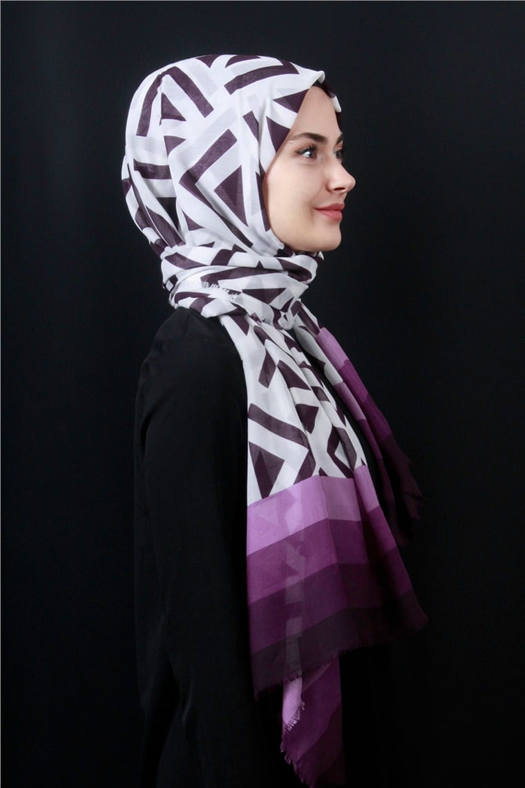 Piramit Pamuklu Desenli Şal 1286-24