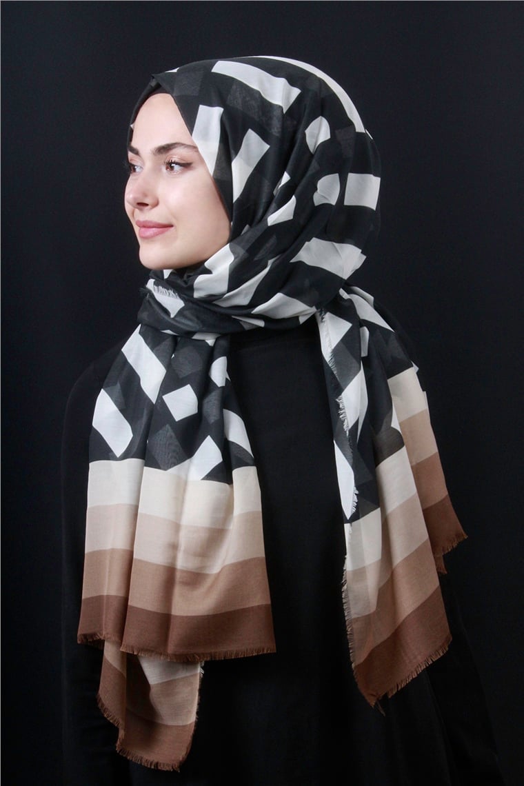 Piramit Pamuklu Desenli Şal 1286-25