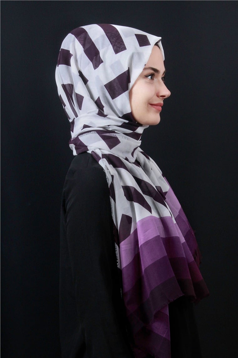 Piramit Pamuklu Desenli Şal 1286-26