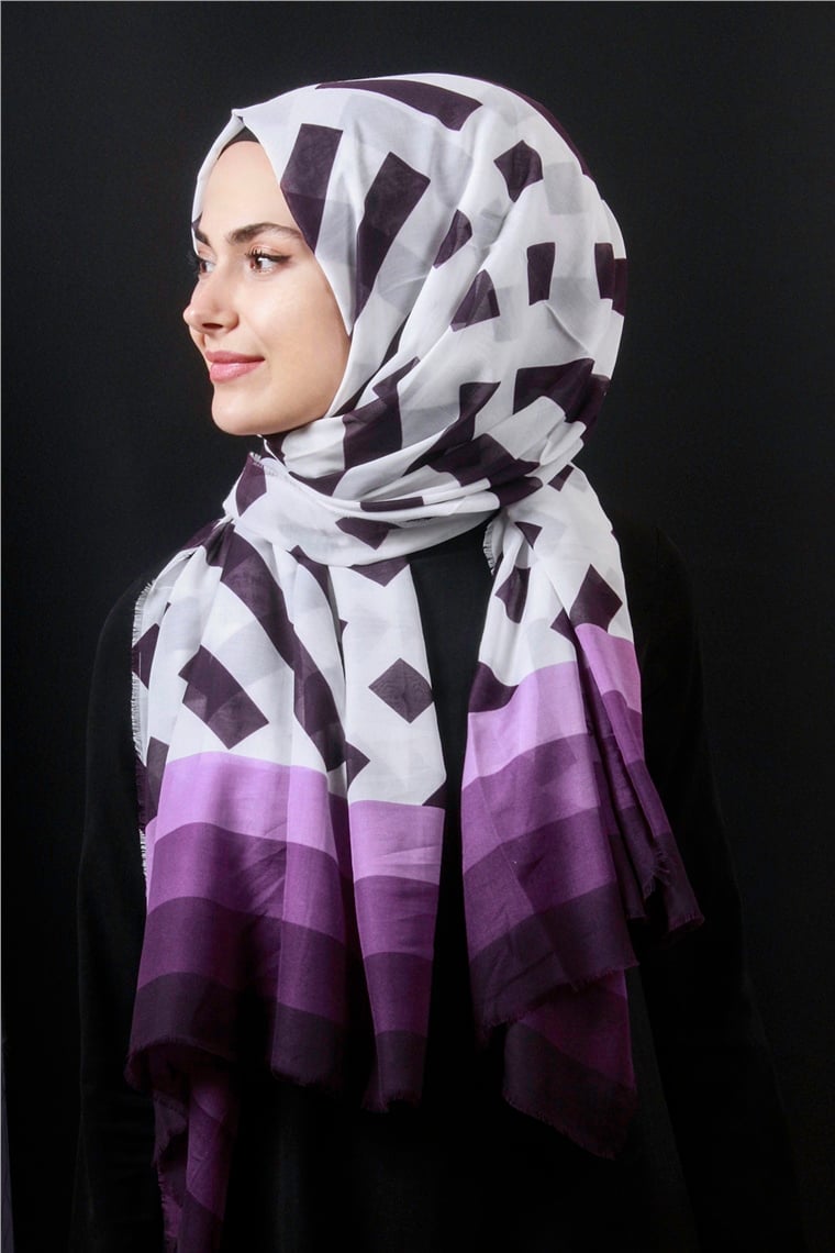 Piramit Pamuklu Desenli Şal 1286-26