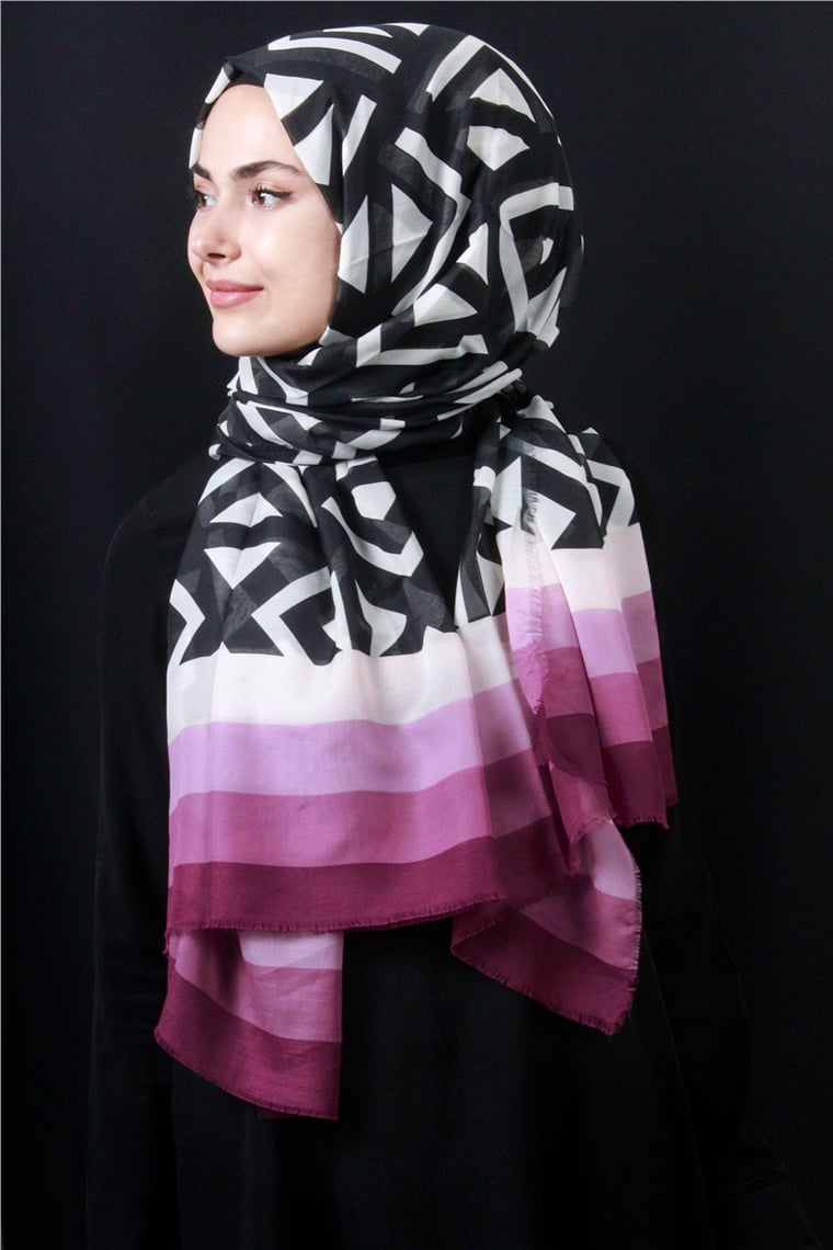 Piramit Pamuklu Desenli Şal 1286-27