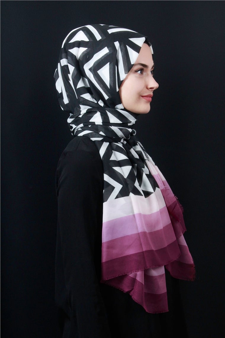 Piramit Pamuklu Desenli Şal 1286-27