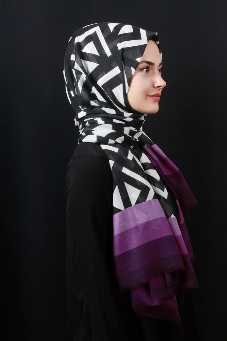 Piramit Pamuklu Desenli Şal 1286-28