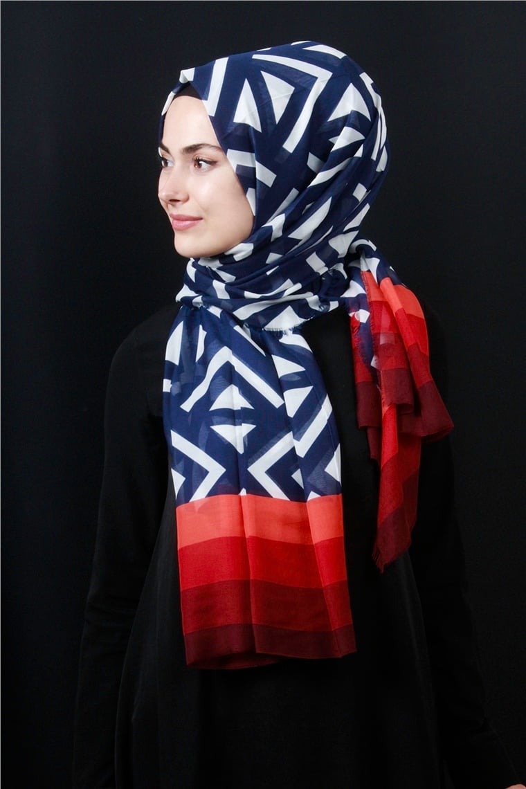 Piramit Pamuklu Desenli Şal 1286-3