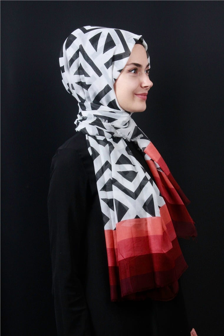 Piramit Pamuklu Desenli Şal 1286-5