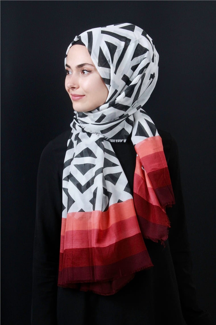 Piramit Pamuklu Desenli Şal 1286-5