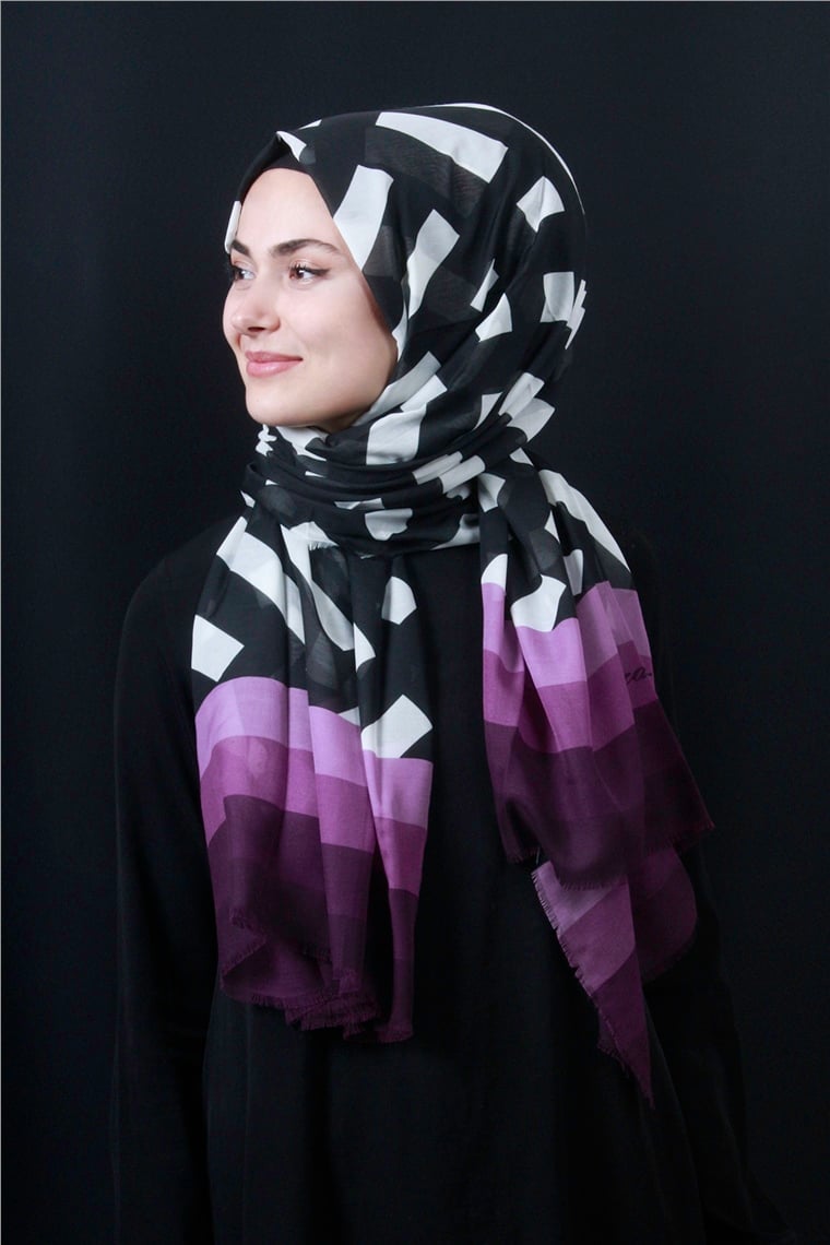 Piramit Pamuklu Desenli Şal 1286-8