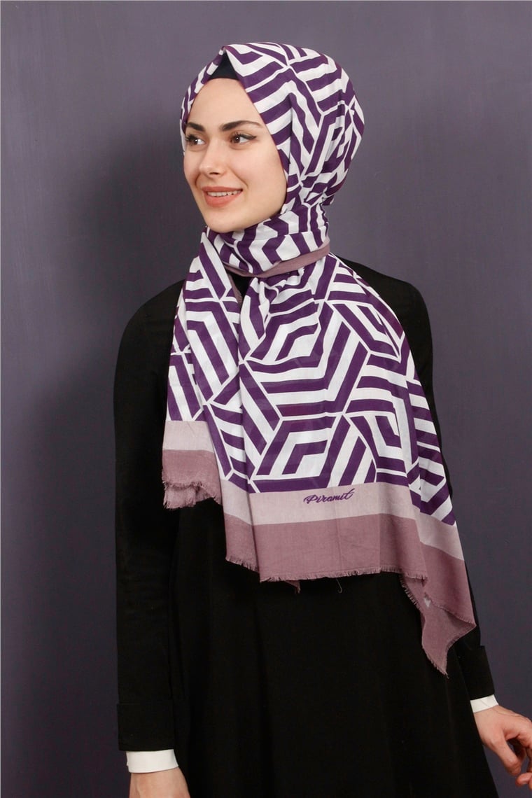 Piramit Pamuklu Desenli Şal 1289-13