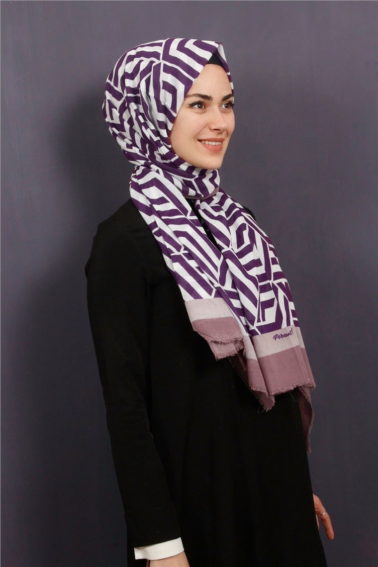 Piramit Pamuklu Desenli Şal 1289-13