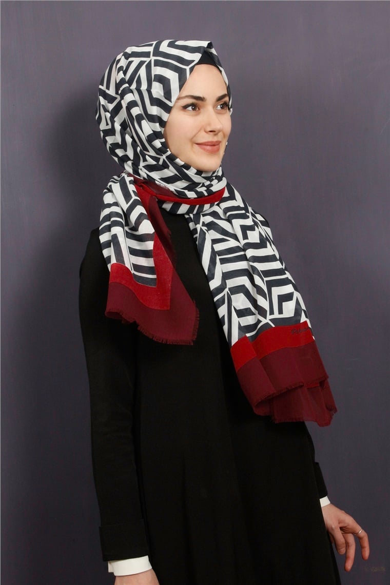 Piramit Pamuklu Desenli Şal 1289-16