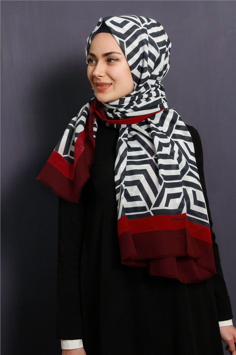 Piramit Pamuklu Desenli Şal 1289-16