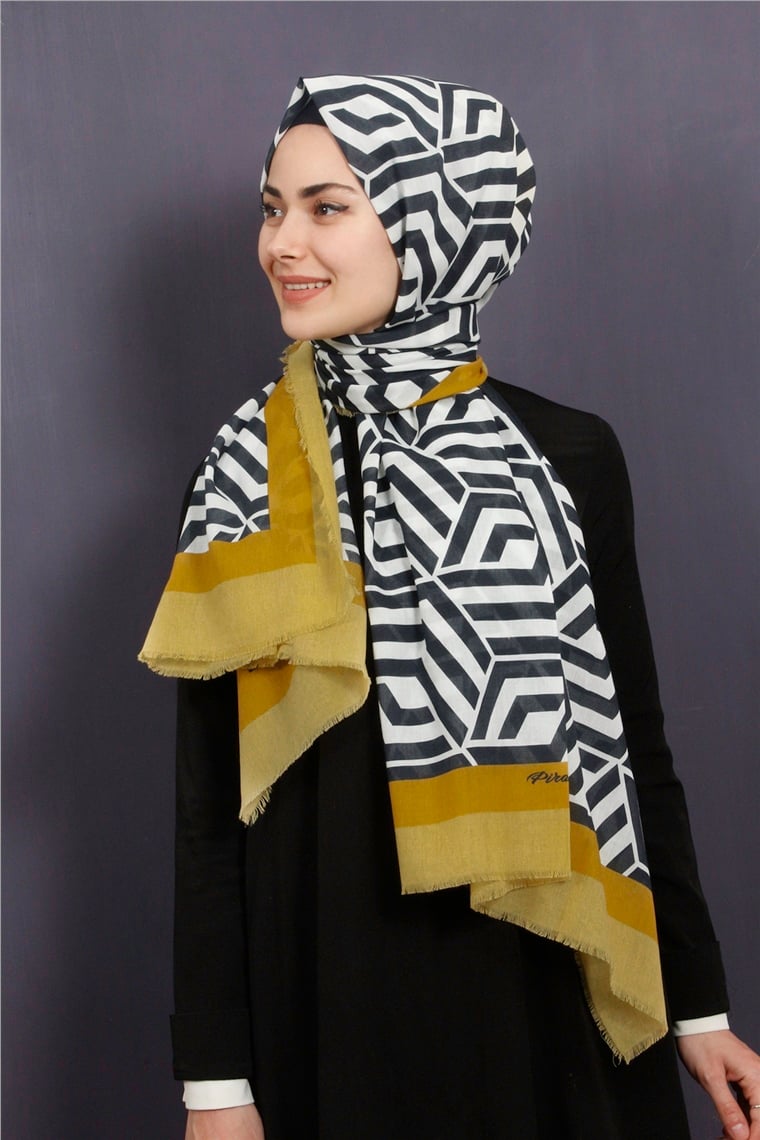 Piramit Pamuklu Desenli Şal 1289-17