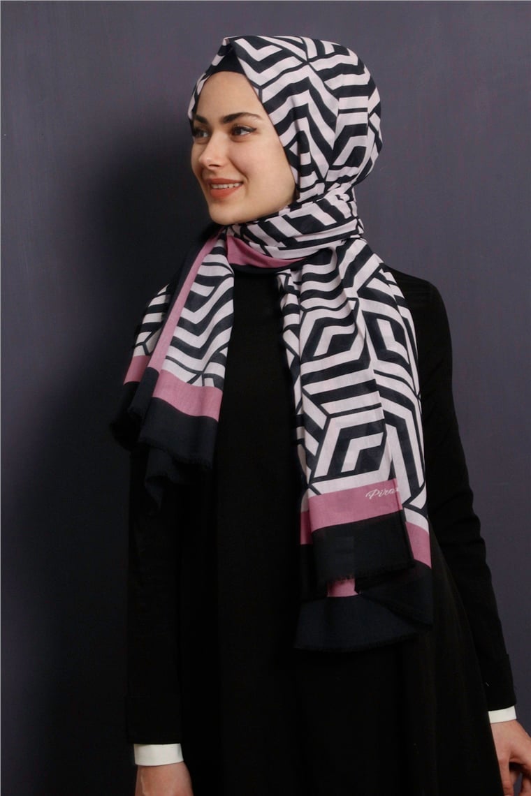 Piramit Pamuklu Desenli Şal 1289-18