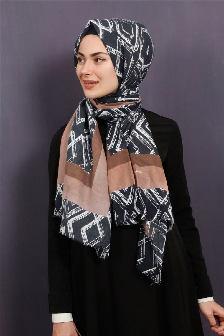 Piramit Pamuklu Desenli Şal 1289-21