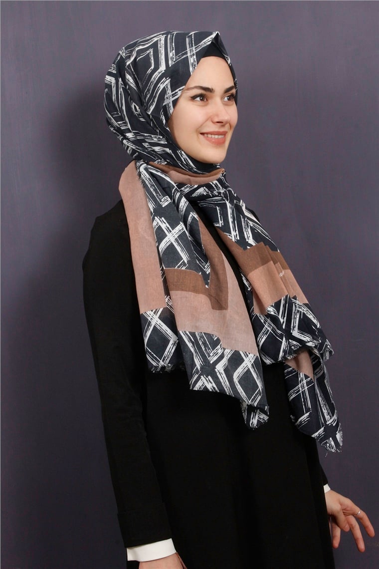 Piramit Pamuklu Desenli Şal 1289-21