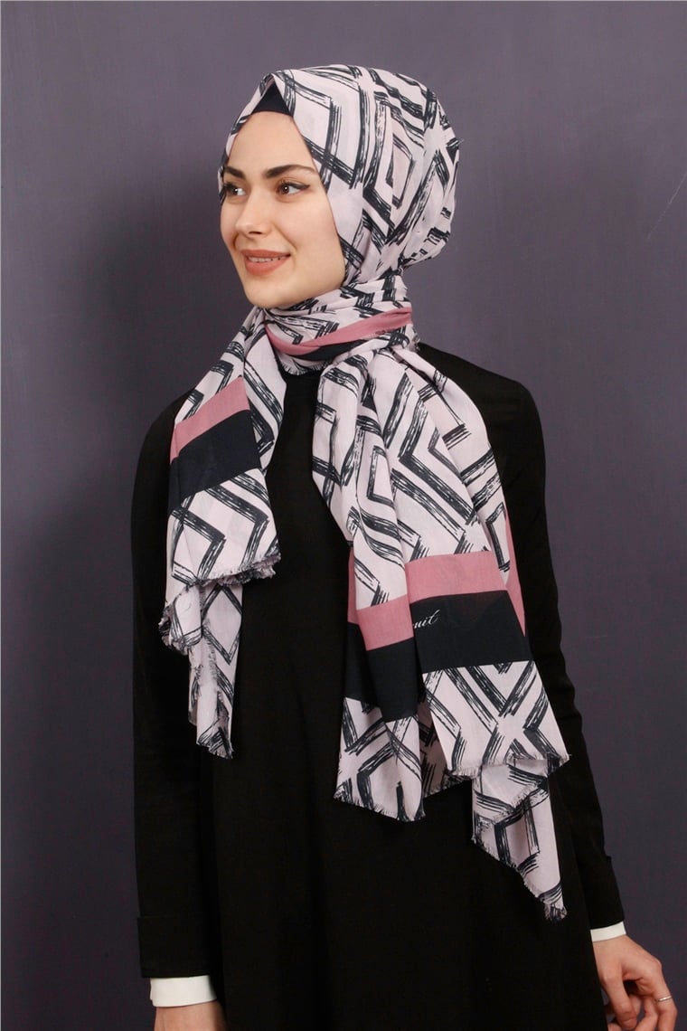 Piramit Pamuklu Desenli Şal 1289-22