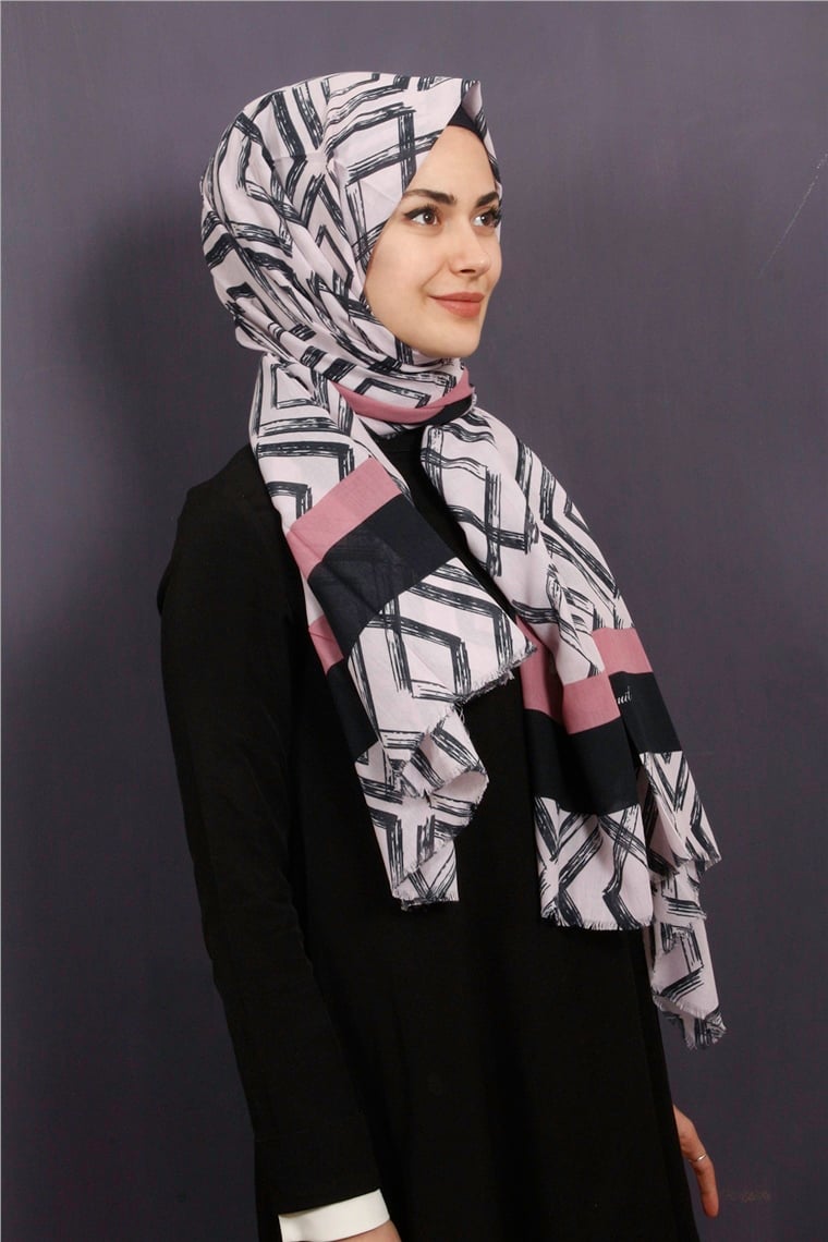 Piramit Pamuklu Desenli Şal 1289-22