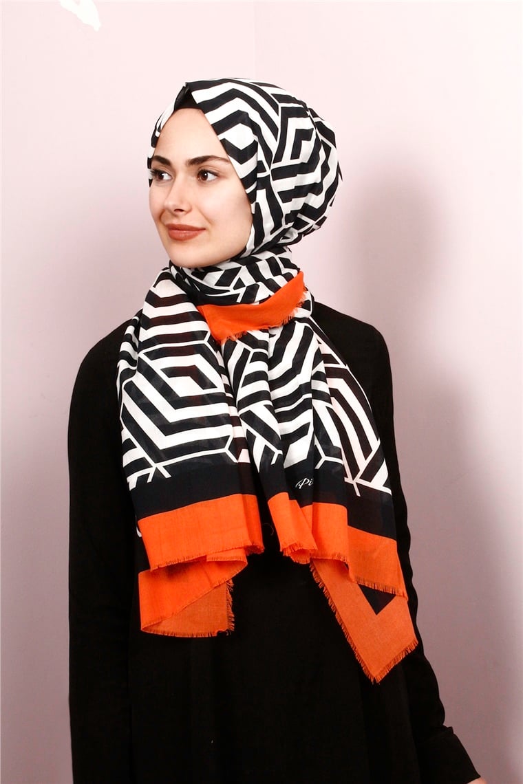 Piramit Pamuklu Desenli Şal 1289-26