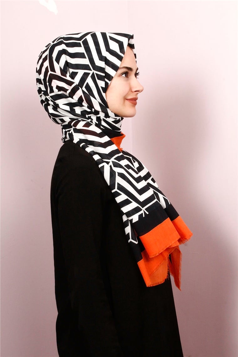 Piramit Pamuklu Desenli Şal 1289-26