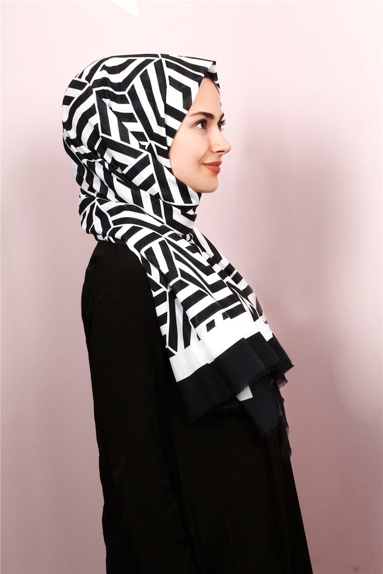 Piramit Pamuklu Desenli Şal 1289-27