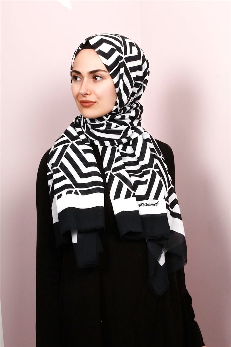 Piramit Pamuklu Desenli Şal 1289-27