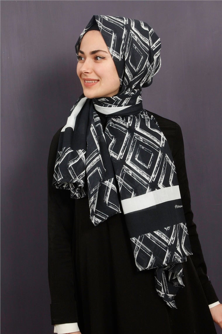 Piramit Pamuklu Desenli Şal 1289-3