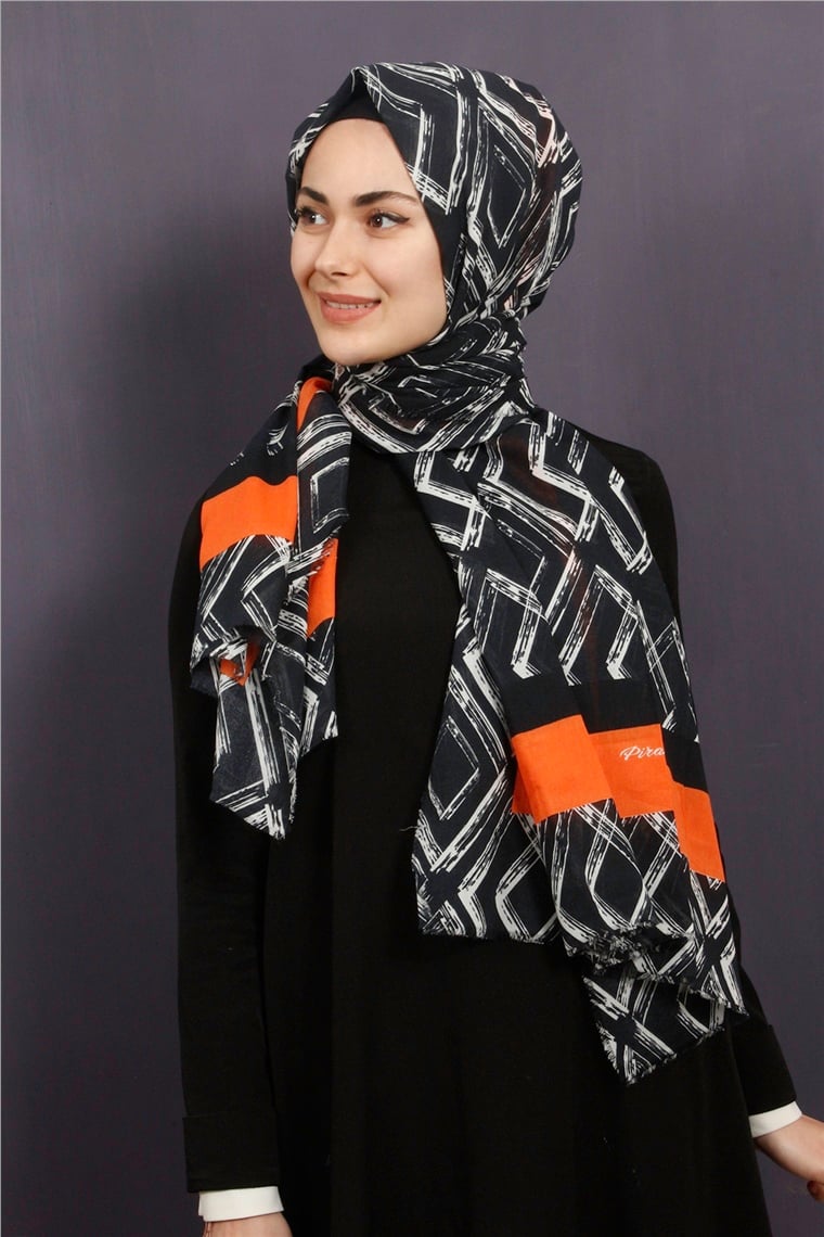 Piramit Pamuklu Desenli Şal 1289-8