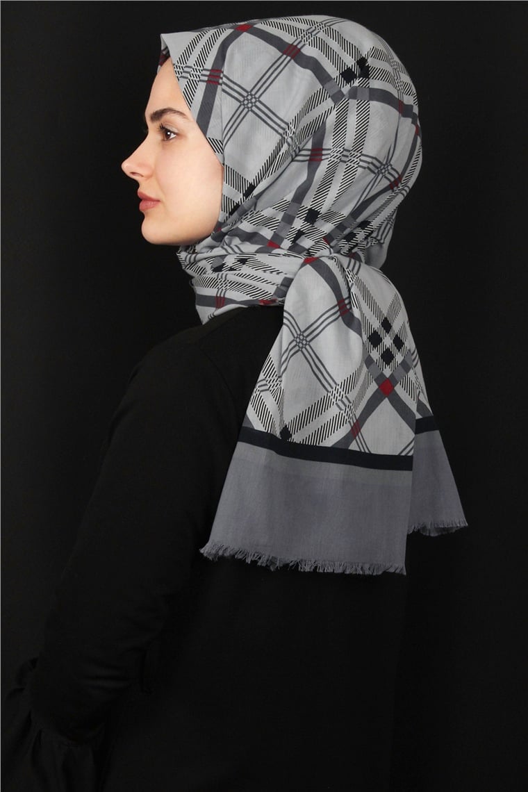 Piramit Pamuklu Desenli Şal 1296-11