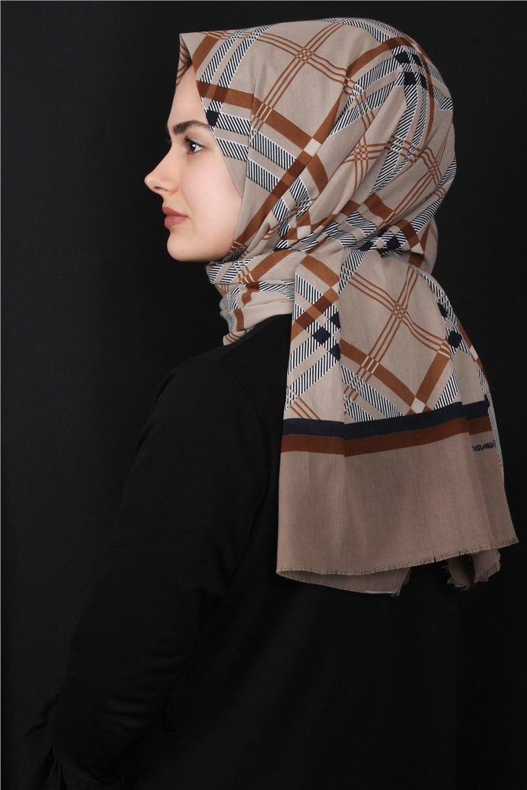 Piramit Pamuklu Desenli Şal 1296-3