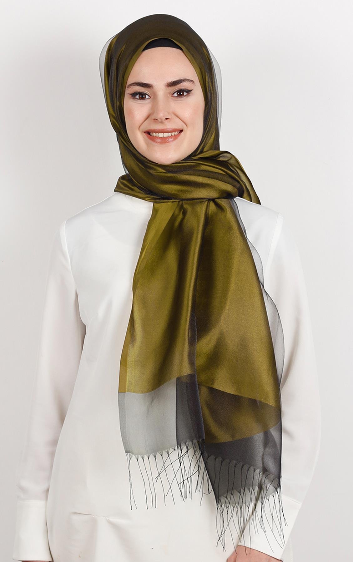 Prenses Tül Şal 2808-19 Hardal