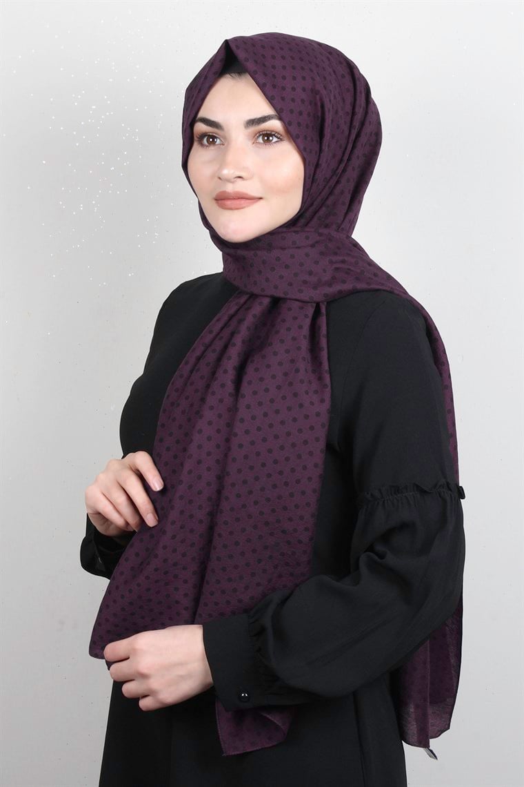 Puantiye Coton Şal 1948-4 Mor